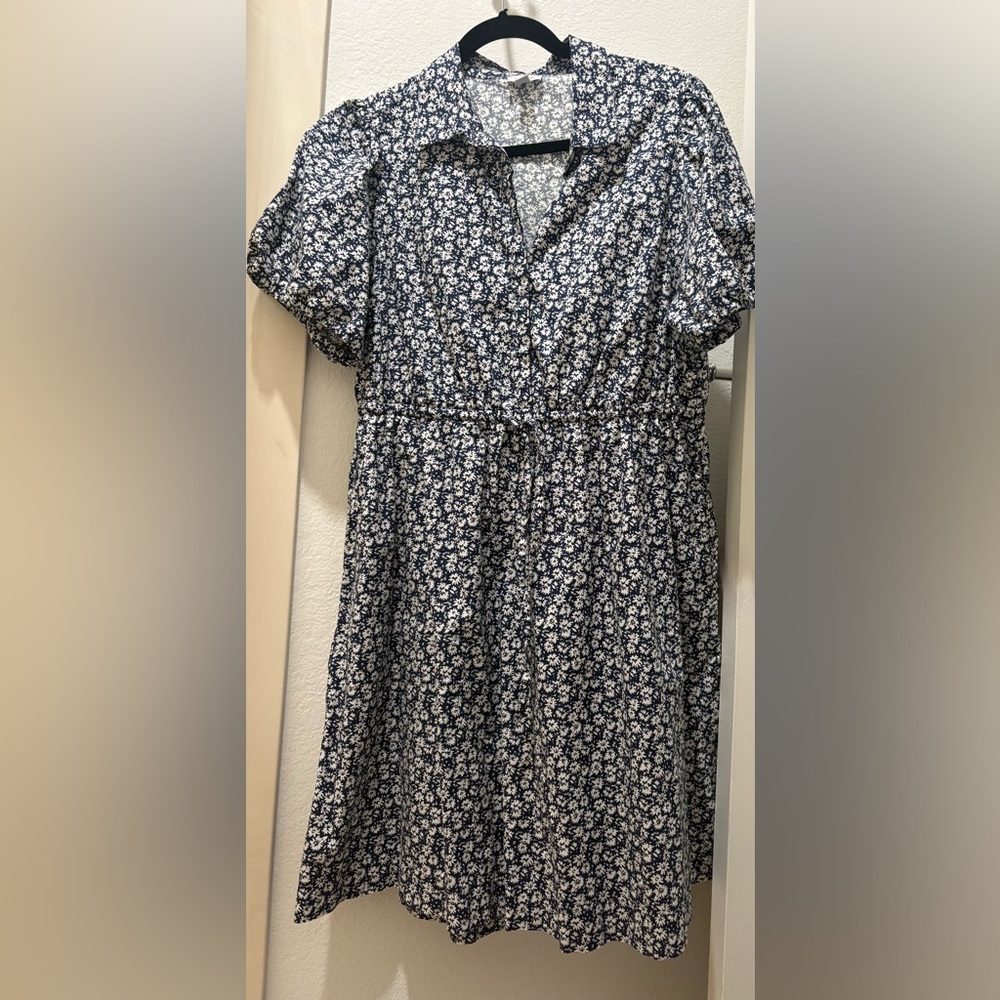 J. Crew Navy and White Floral Dress